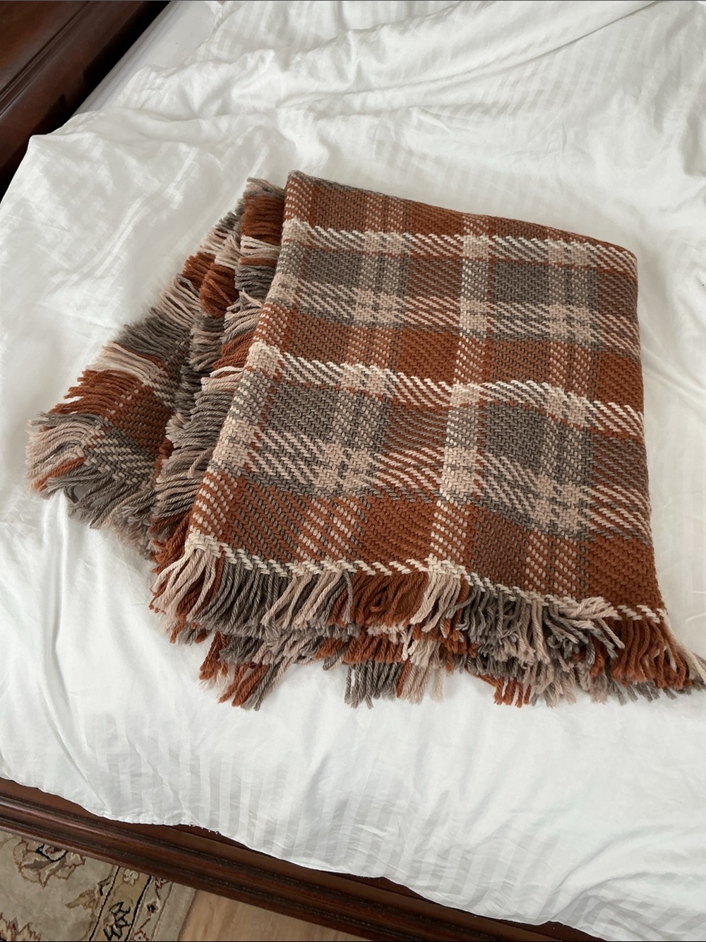🎁Branigan Weavers Antrim Rust Mid Brown Wool Handmade Throw